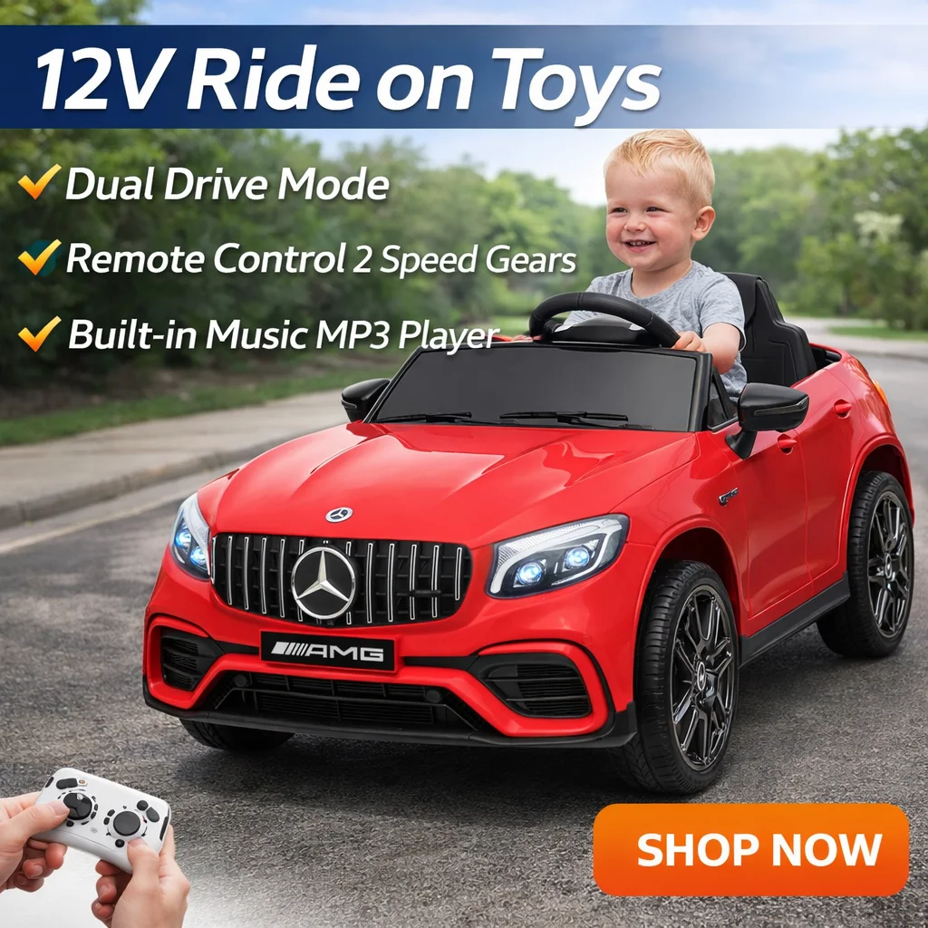 

Детский электромобиль 12В с двойным приводом, пультом управления, 2 скоростями, встроенным музыкальным MP3-плеером для детей 3-6 лет