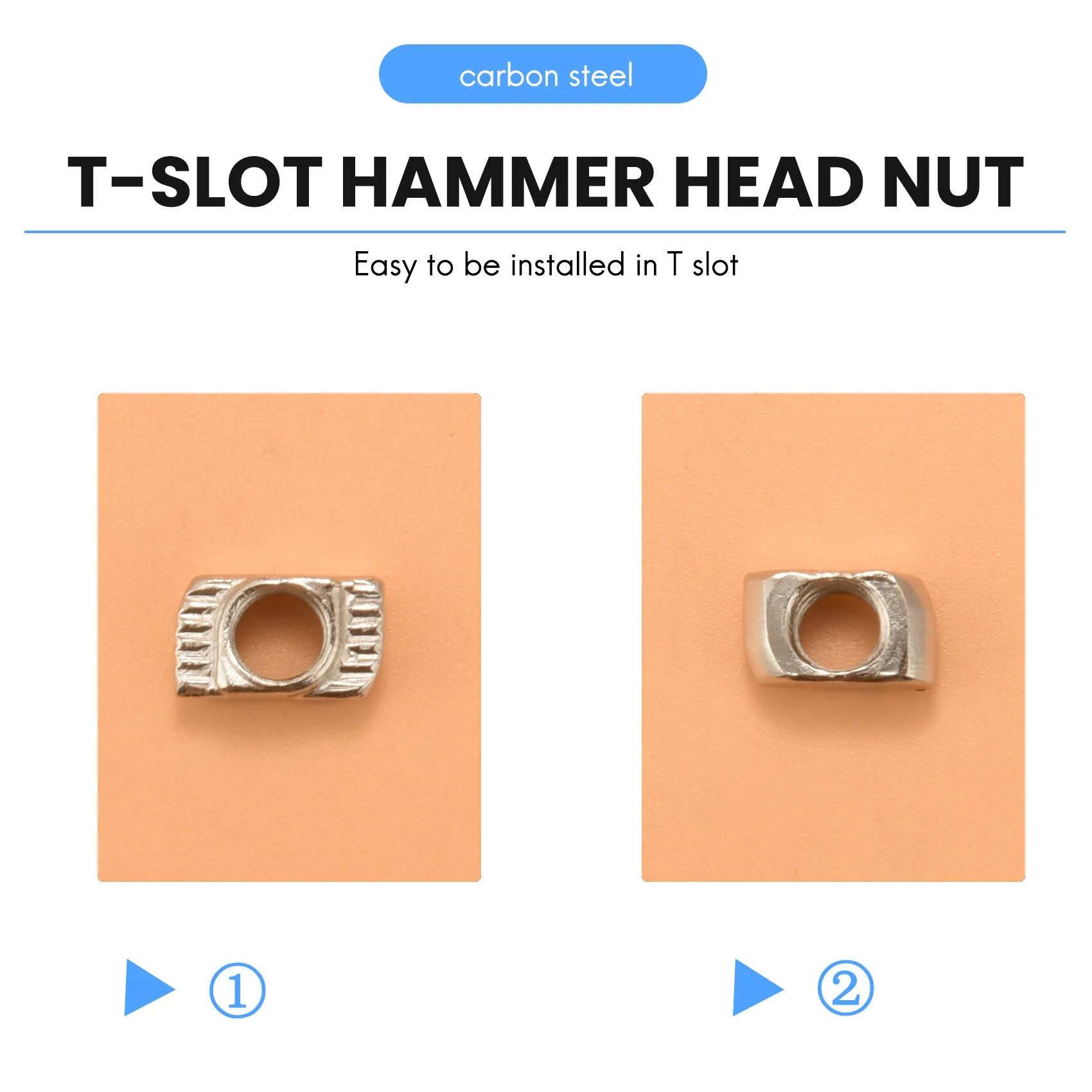 -A94Z 50 قطعة M5 T-Slot المطرقة رئيس الجوز 2020 سلسلة الألومنيوم الشخصي فتحة البثق المعايير الأوروبية (M5 X 10 X 6 مم)