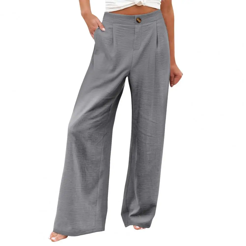 Women Wide-leg Pants Stylish Women's High Waist Wide Leg Pants with Pockets for Casual Beach Streetwear Fashion Wide Leg Casual