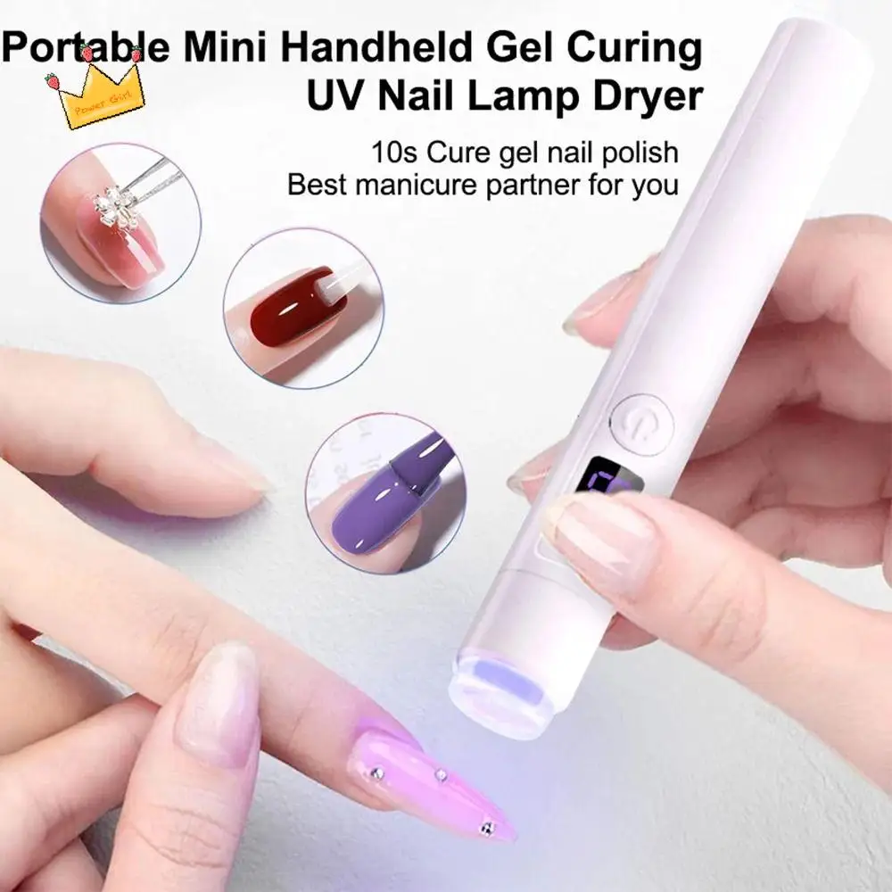 

Портативная УФ-светодиодная лампа для ногтей, 2 режима, светодиодный дисплей, мини-ручной УФ-свет, быстрое отверждение, с силиконовым штампом для ногтей