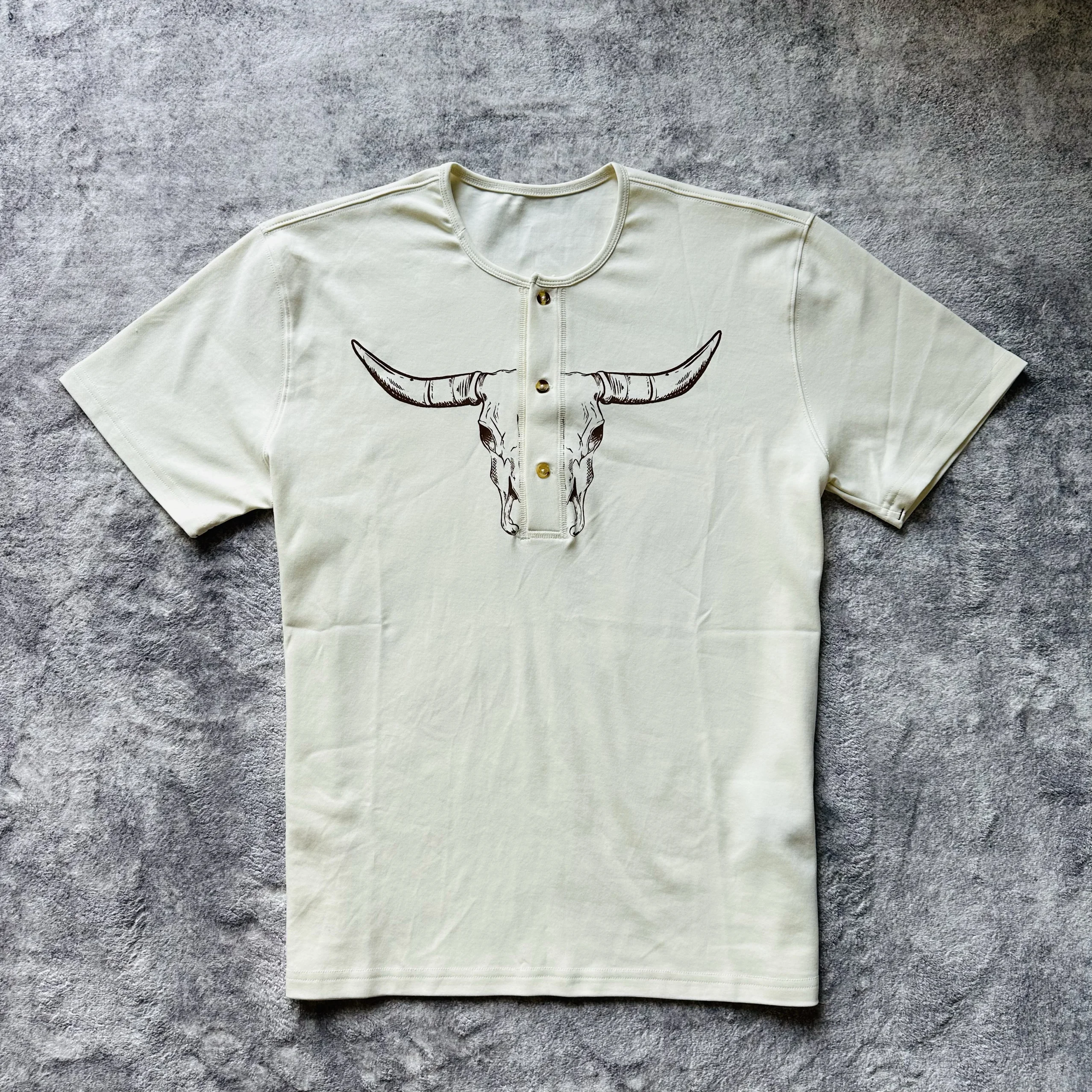 

Футболка из чистого хлопка с круглым вырезом и коротким рукавом, с воротником-хенли, дышащая, в стиле вестерн-ковбой, весна-осень, стандартная модель.