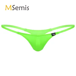 Mens Mini Micro Coverage Underwear Low Rise Thongs Panties Solid Color Elastic Waistband G-Strings Thongs Briefs Underpants