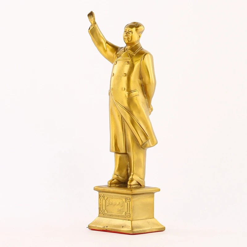 

Brass statue ornament with waving Chairman Mao figure, suitable for home, office, or living room decoration