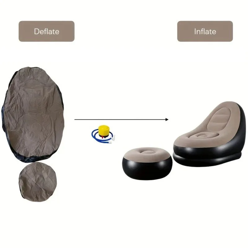 2025 Sofá inflable para exteriores, tumbona con reposapiés, tumbona otomana, sofá reclinable, sofá portátil para acampar, silla de jardín, PUF