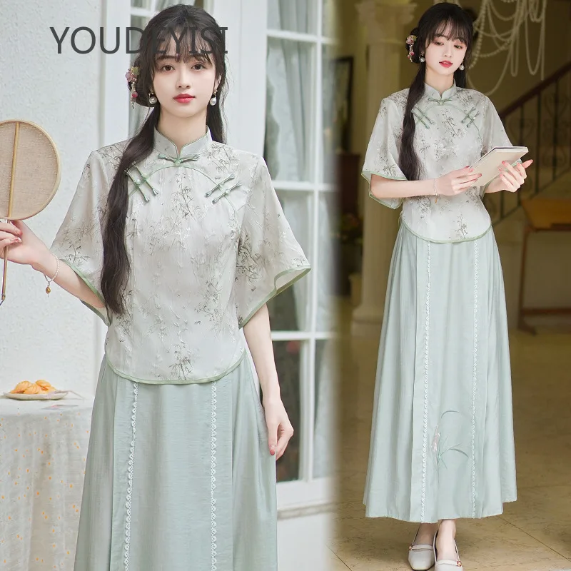 

YOUDEYISI New Chinese Style Suit Skirt Hanfu 2024 New Women's Summer Cheongsam Dress