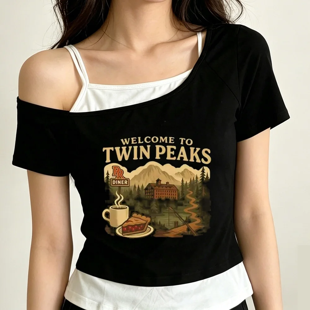 Twin Peaks crop top ladies baddie funny cheap jojifuku party shirt cutecore harajuku grunge alternative  clearance sales