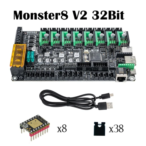 Imagen 2 del producto Placa de Control Makerbase MKS Monster8 V2 de 32 bits con pantalla táctil TS35 TFT TMC2209 para impresora 3D Voron VS Spider Octopus