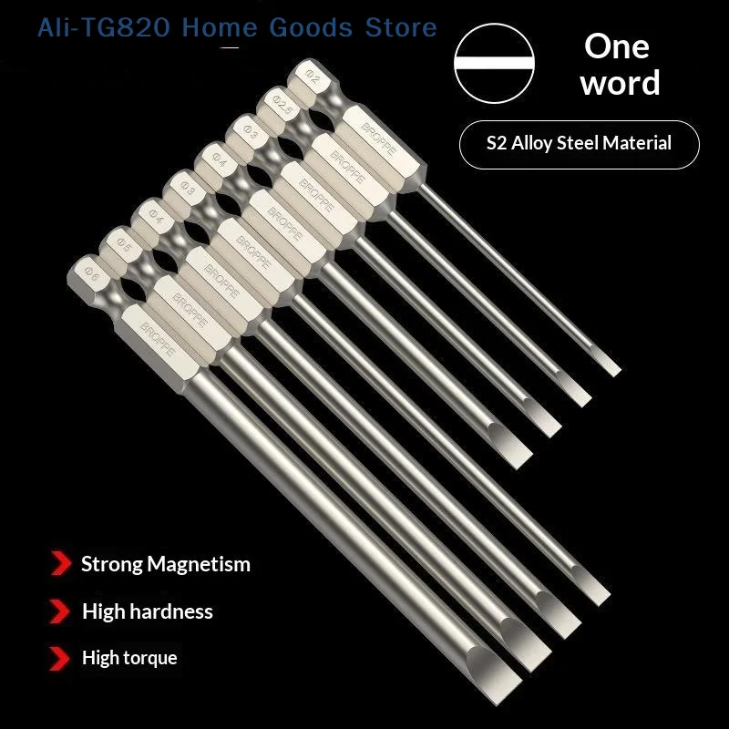 [TG820]Flat Head Screwdriver Bit Set Magnetic Tip Slotted Screwdriver Electric Driver Tool S2 Steel 1/4 Inch Shank Quick Change