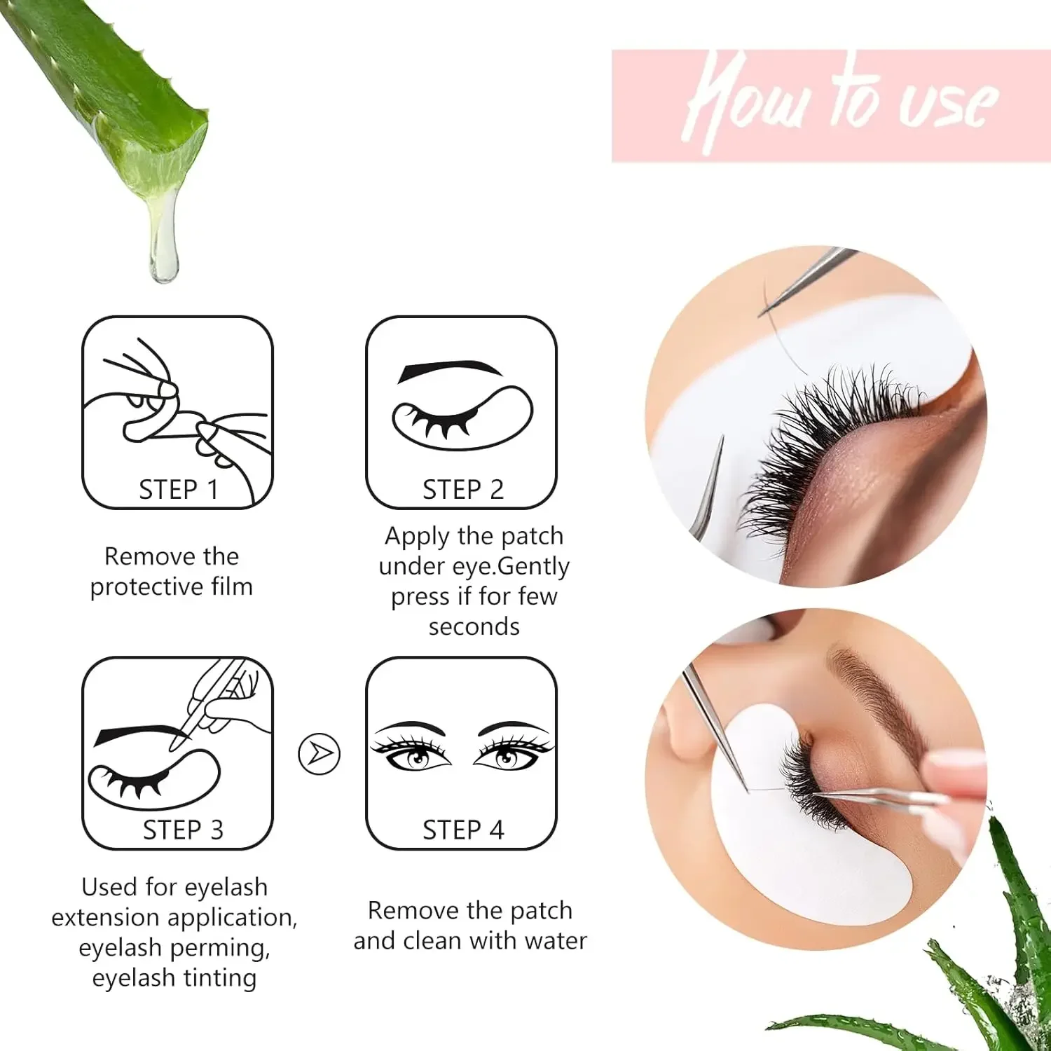 100PCS Hydrogel Patches Eyelash Extension Patch Eyelashes Patch Lash Extension Supplies Under Eye Patches Eye Pads Patch