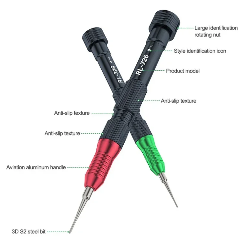 RELIFE RL-726A Set di cacciaviti per smontaggio della coppia 3D per strumento di riparazione per l\'apertura della scheda madre dello schermo LCD del