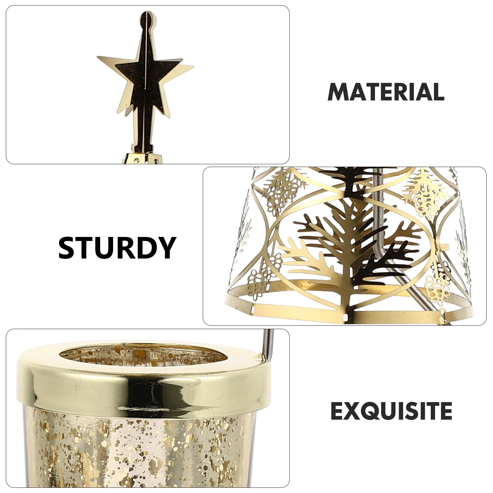 

1Pcs Metal Xmas Holder Christmas Tree Shape Golden Finish Rotatable Stand Festive Party Table Decoration Home Ornament