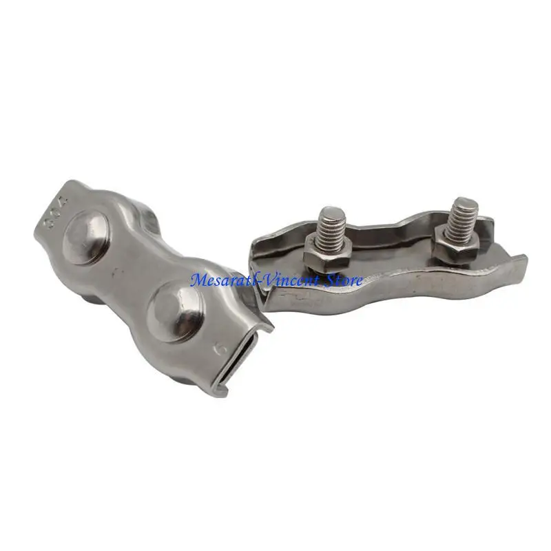 

A70F 304 Stainless Wire Rope Buckle Clips Cable Clamp Double Grips Fastener Hardware