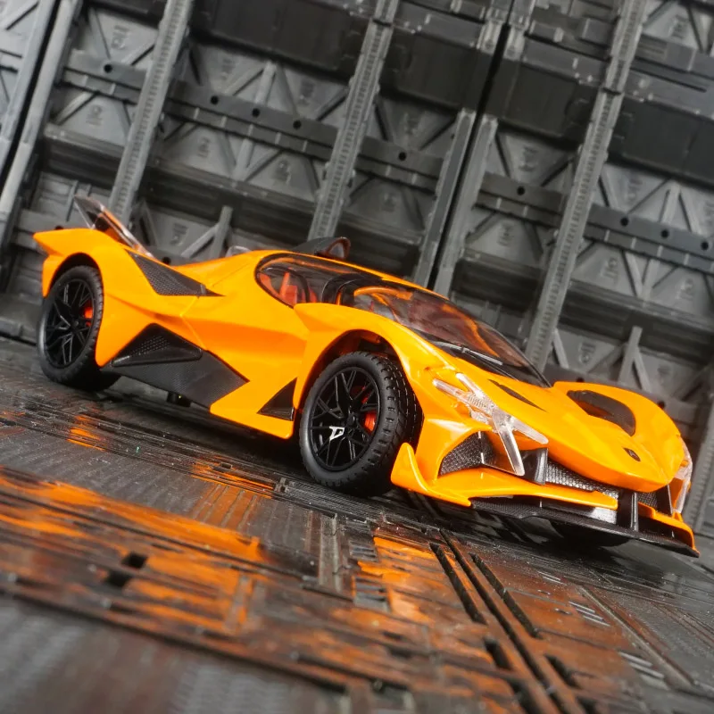 

1:24 Apollo EVO supercar alloy car model acousto-optic shock absorber turned to children's birthday gift toy door can be opened