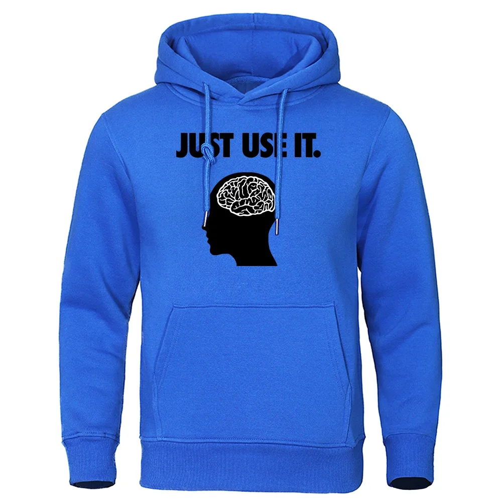 Juse Use It - سترة بغطاء للرأس على شكل دماغك للرجال عتيقة كبيرة الحجم للخريف سترة فضفاضة غير رسمية بسيطة وناعمة ودافئة بدلة رياضية نسائية