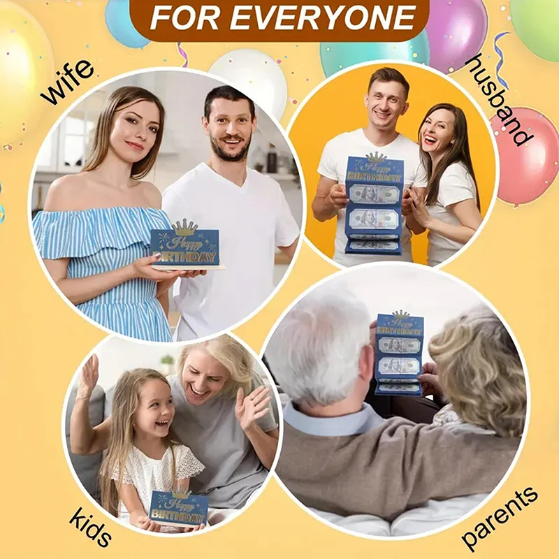 1 Piece Birthday Cash Envelopes Money Birthday Card Folding Cash Holder Greeting Envelop Birthday Money Box For Kids Teens