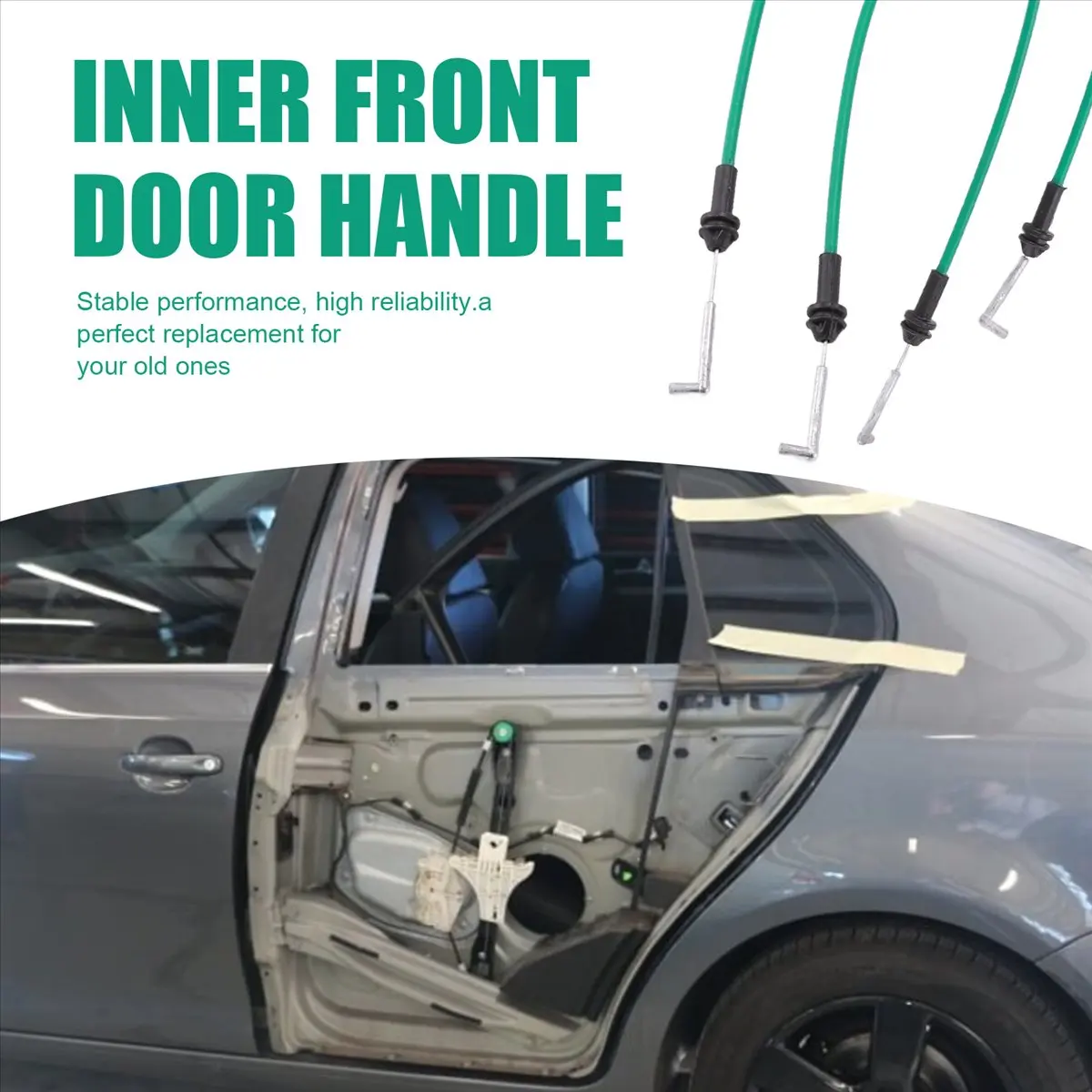 #12W Door Handle Cable,2Pcs Car Door Handle Cable Inner Front LH RH for Kia Cerato Spectra (green)