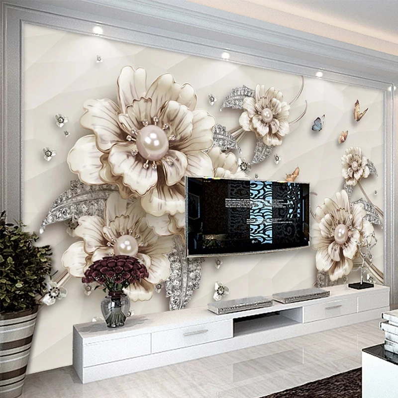 Customized 3D Wallpaper Modern Jewelry Flower Mural Theme Hotel Luxury Living room sofa TV background wall bedroom restaurant 8d