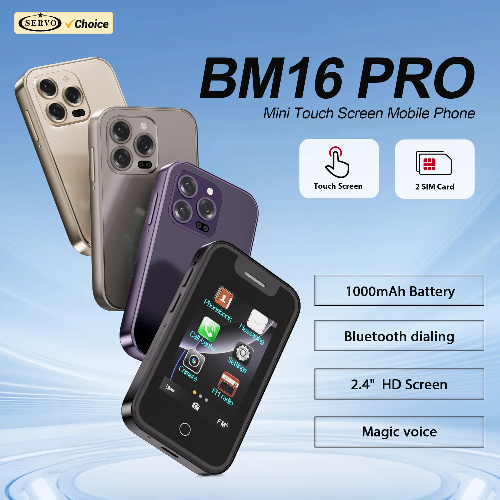 SERVO BM16 PRO Mini Feature Mobile Phone Dual SIM 2.4