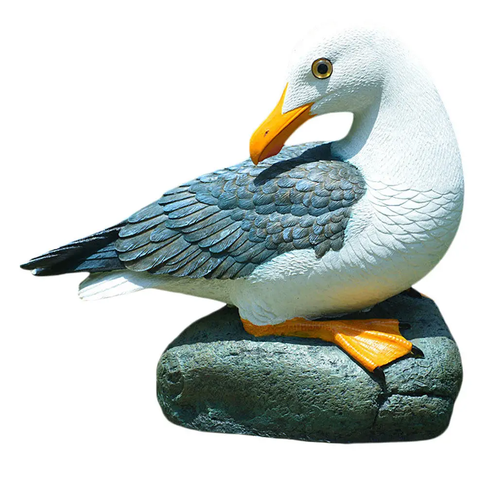 1Pcs Mediterranean Style Seagull Resin Ornament Handcrafted Landscape Decor Stylish Gift for Family Friends Colleagues Vivid