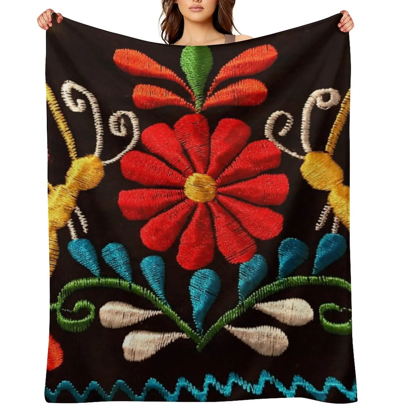 

Butterflies and a Red Flower Throw Blanket Comforter bed plaid Soft Plush Plaid Hairy Blankets