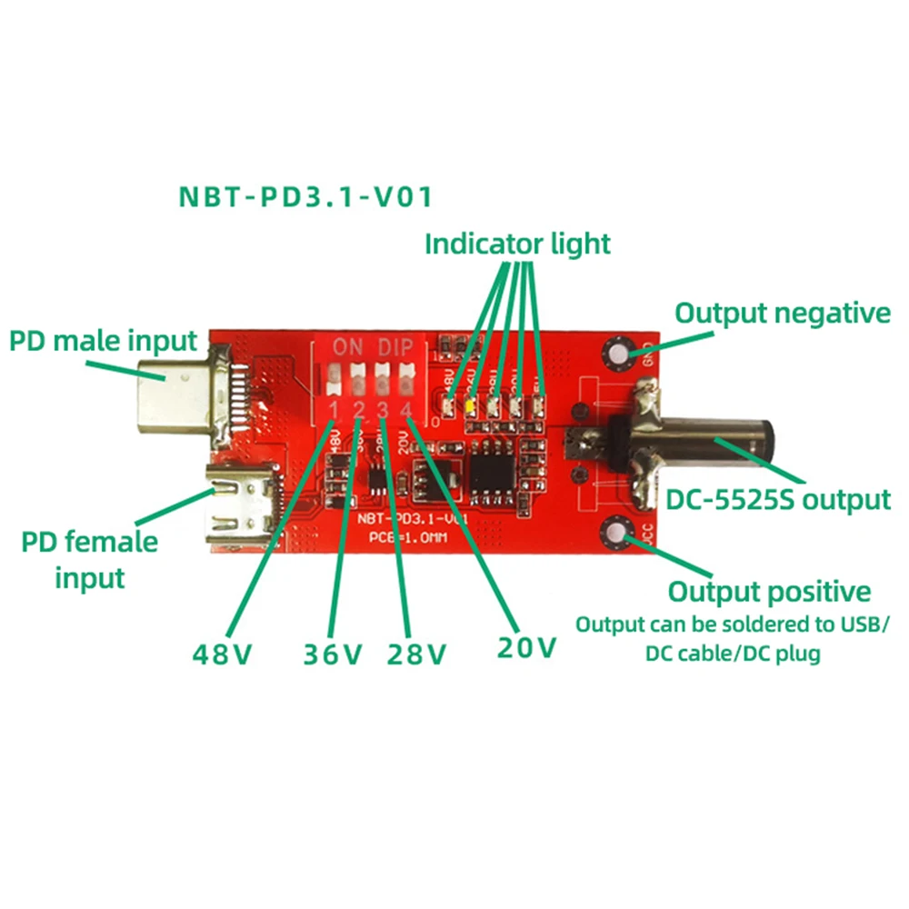 外部電圧出力カード,140w,dc5.5x2.5,正の負の拡張ポイント,20,28,36,48 v,固定電圧出力