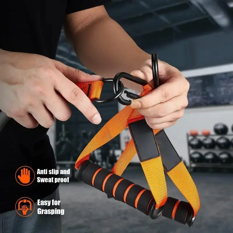 Resistance Strap with Handle: Used for Muscle Training, Strength Building, Body Shaping, Yoga, Home Fitness Equipment - Natural - 6