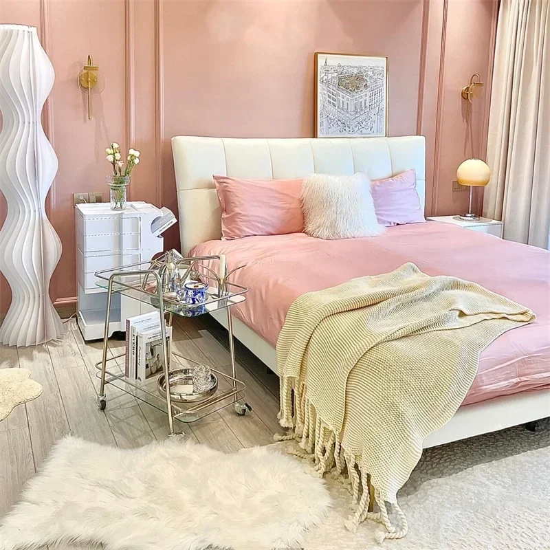 Europen Designer Double Bed Bedroom Princess Modern Luxury Double Bed Full Size Headboards Letto Matrimoniale Home Furniture