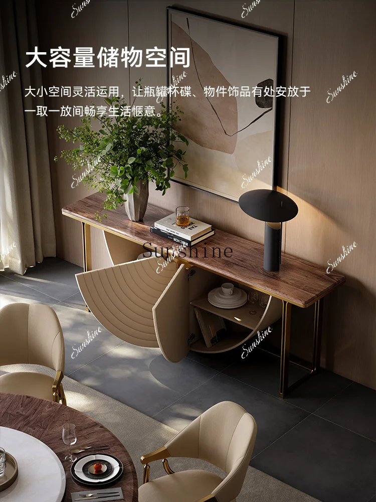 Black walnut entrance table Modern high-end light luxury Italian design storage entrance cabinet  FT