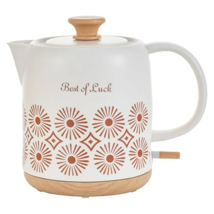 

Ceramic Electric Kettle 1 Quart Automatic Shut Off Porcelain Teapot with LED Light Rapid Boiling 1000W Hot Water Boiler for Tea