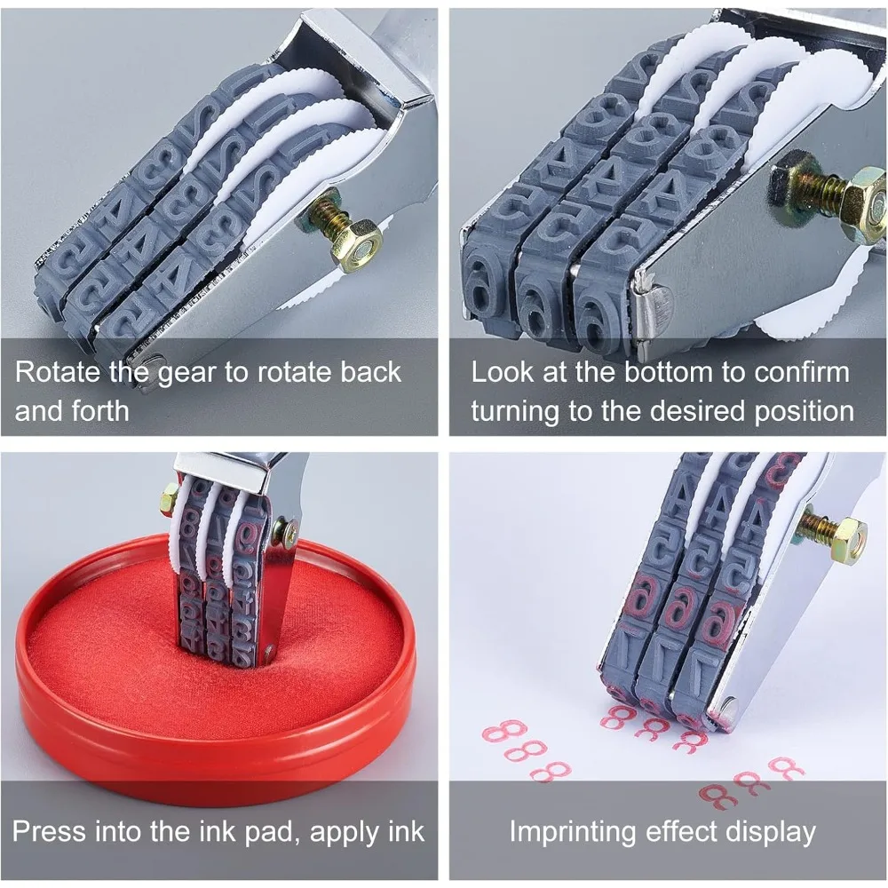 2 Pcs Rubber Number Roller Stamps 3 Digits Adjustable Personalized Symbol Stamps Date Stamp Rolling Wheel Stamp Multi-Function