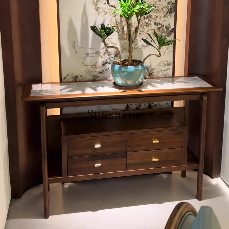 

New Chinese light luxury porch cabinet foyer entry end view table solid wood decorative cabinet locker