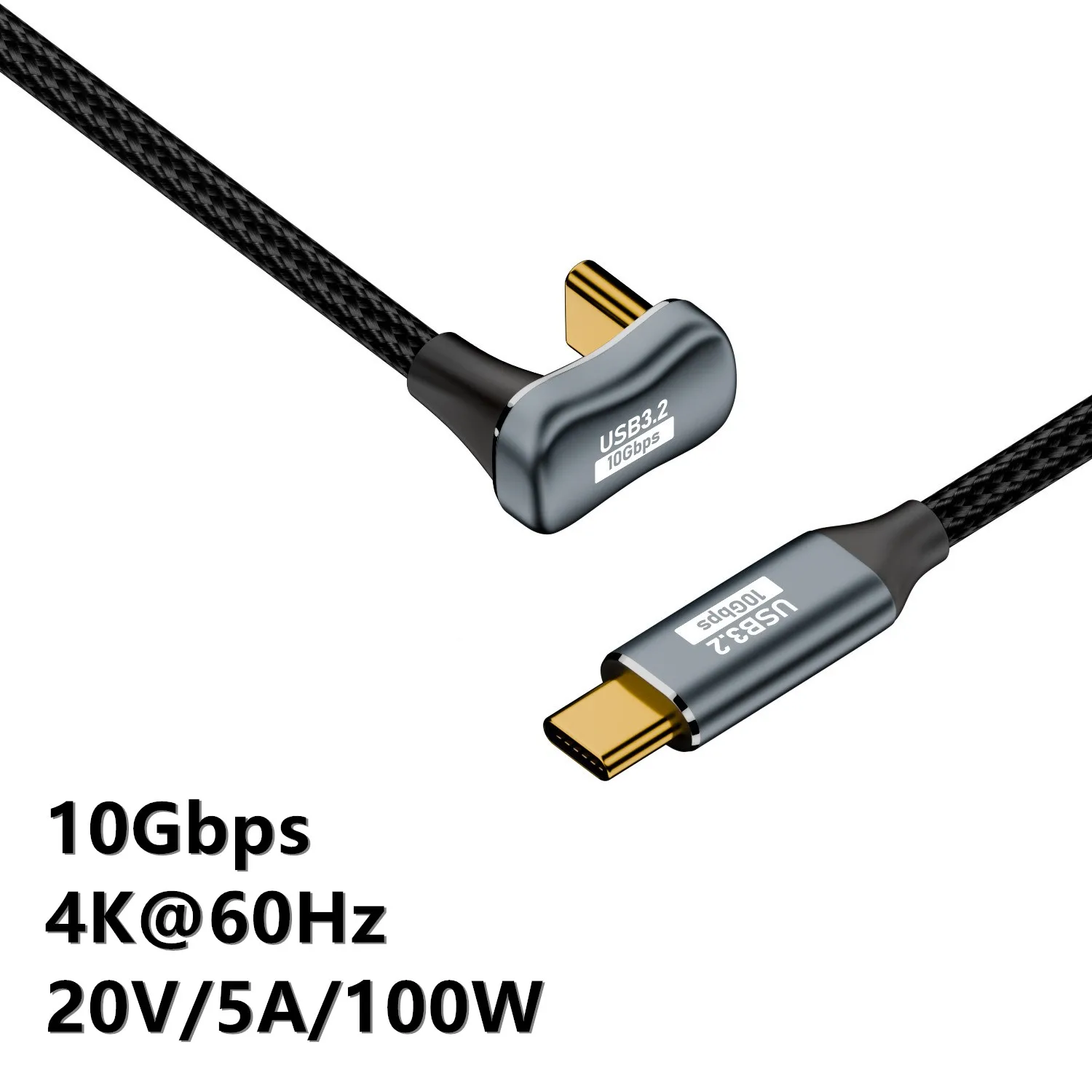 10FT 10Gbps 100W USB-C USB 3.1 Typ C Przedłużacz danych męski do żeńskiego Kabel przeciwny w kształcie litery U z tuleją 0.5M 1M 2M 3M