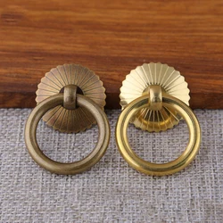 Chinese Medicine Cabinet Circular Ring Tea Can Pull Ring Hardware Wardrobe Door Handle Antique Furniture Drawer Brass Handle