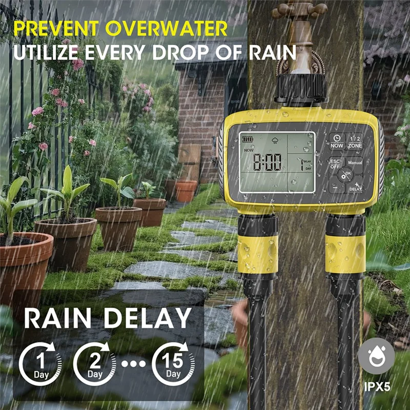 

M11K-Water Timer Control System Intelligent Watering Controller Dual-Zone Automatic Outdoor Flower Watering Valve Device