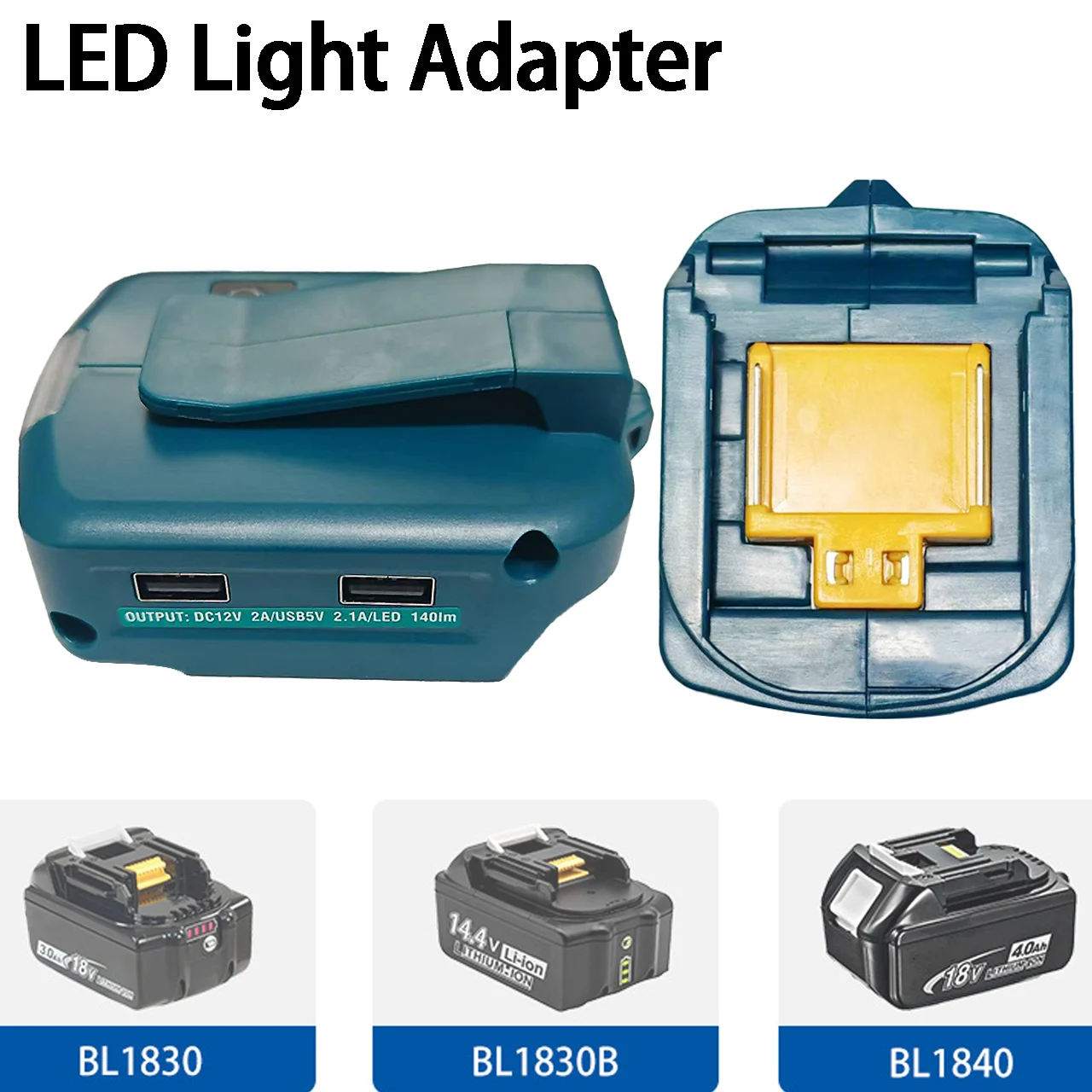 LED Light Adapter Work For Makita Battery Can Be Used for Lighting with USB Ports Provide Quick for Easy and Fast Charging ADP05