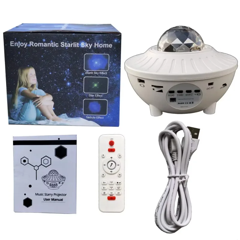 

3D star and moon luminous 360-degree rotating environment light, with smart Bluetooth children's bedroom star projector