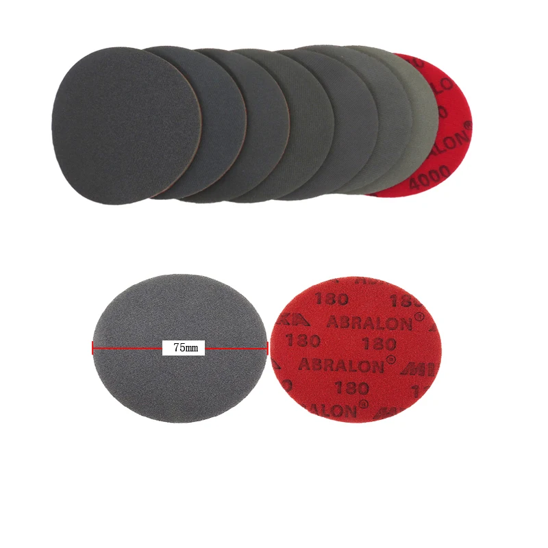 3 Inch Sanding Disc Mirka Abralon Sponge Sandpaper Foam Backed Hook and Loop Grip Disc Buffing Pad 75mm for Sander Car Polishing