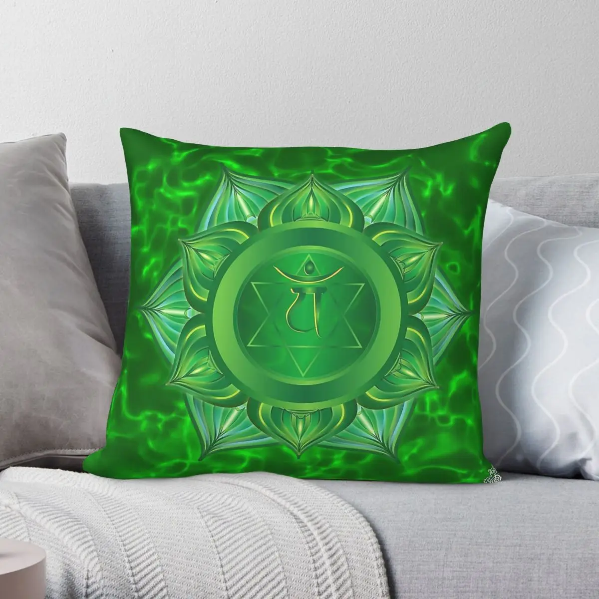 Heart Chakra Green Flare Pillowcase Polyester Linen Velvet Printed Zip Decorative Throw Pillow Case Sofa Cushion Cover 18