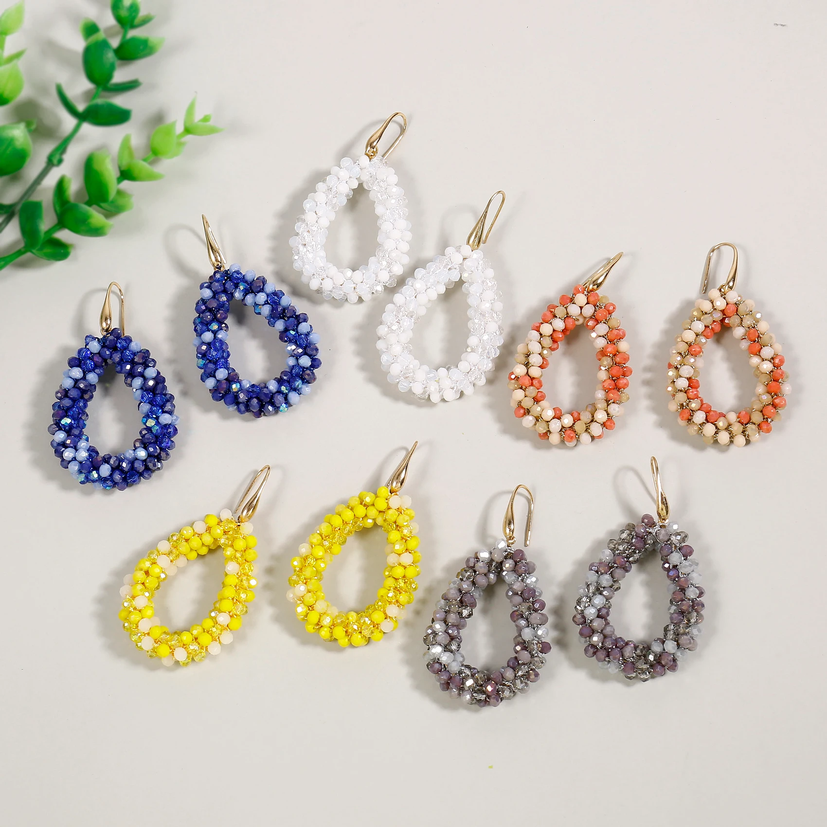 

Joya Love Colorful Crystal Beaded Earrings For Women Handmade Pendant Teardrop Earrings Fashion Bohemian Oorbellen Jewelry