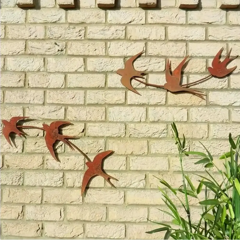 Vintage Metal Swallow Wall Art Set Rustic Iron Bird Statues For Outdoor Garden Yard Fence Home Hanging Decorative Ornaments