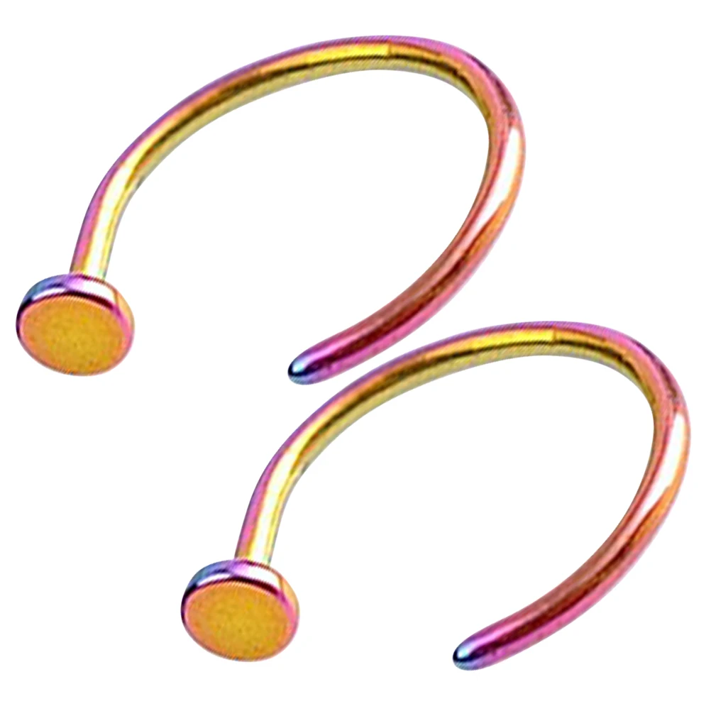 

2pcs Nose Piercing Silver Fake Ring Fake Hypoallergenic Body Jewelry For Ear Belly Attractive Charm Ring Accessory