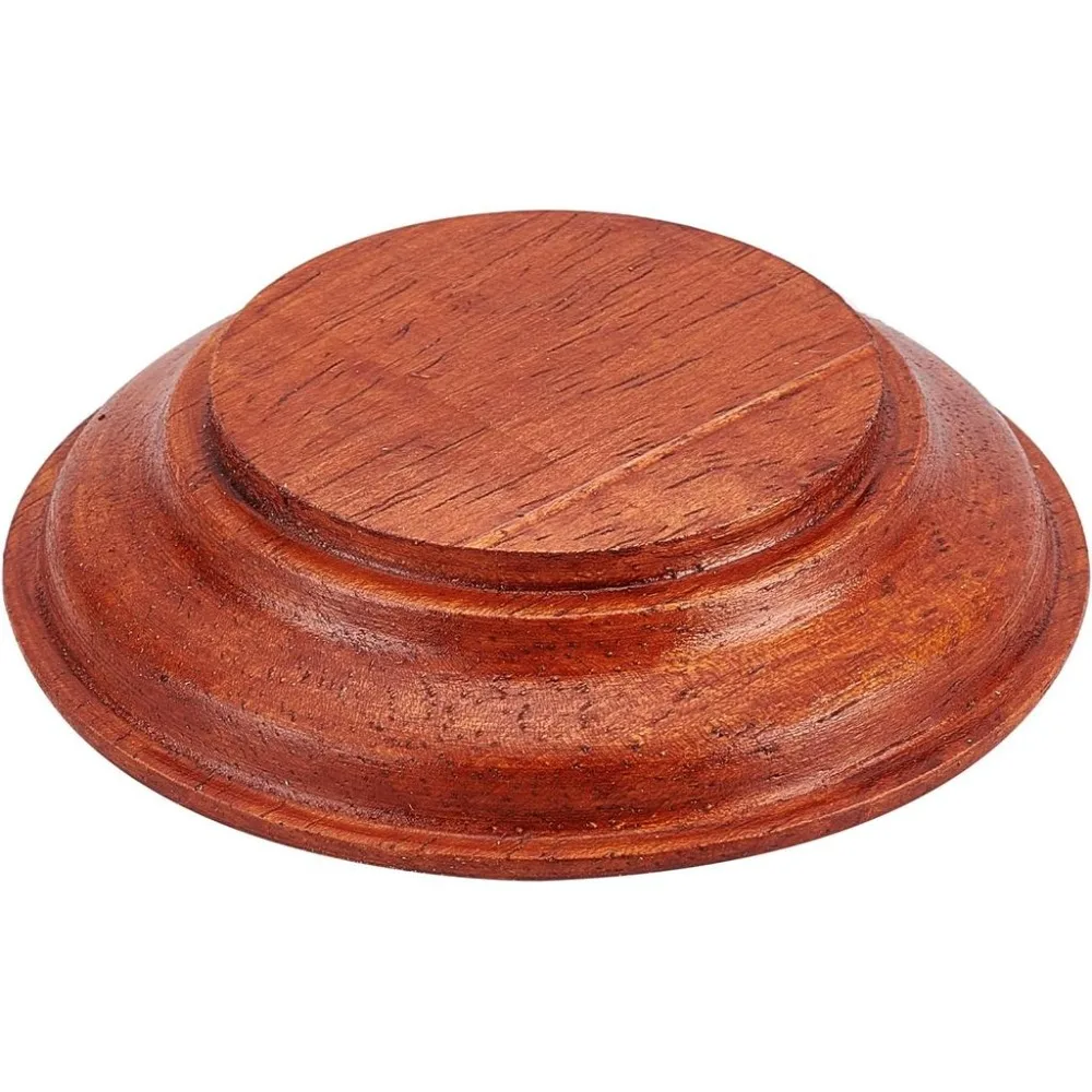 Nature Wood Round Orange Red Display Stand 3.8x0.8 inch Wooden Pedestal for Figure Toy Model DIY Crafts Display or Decoration