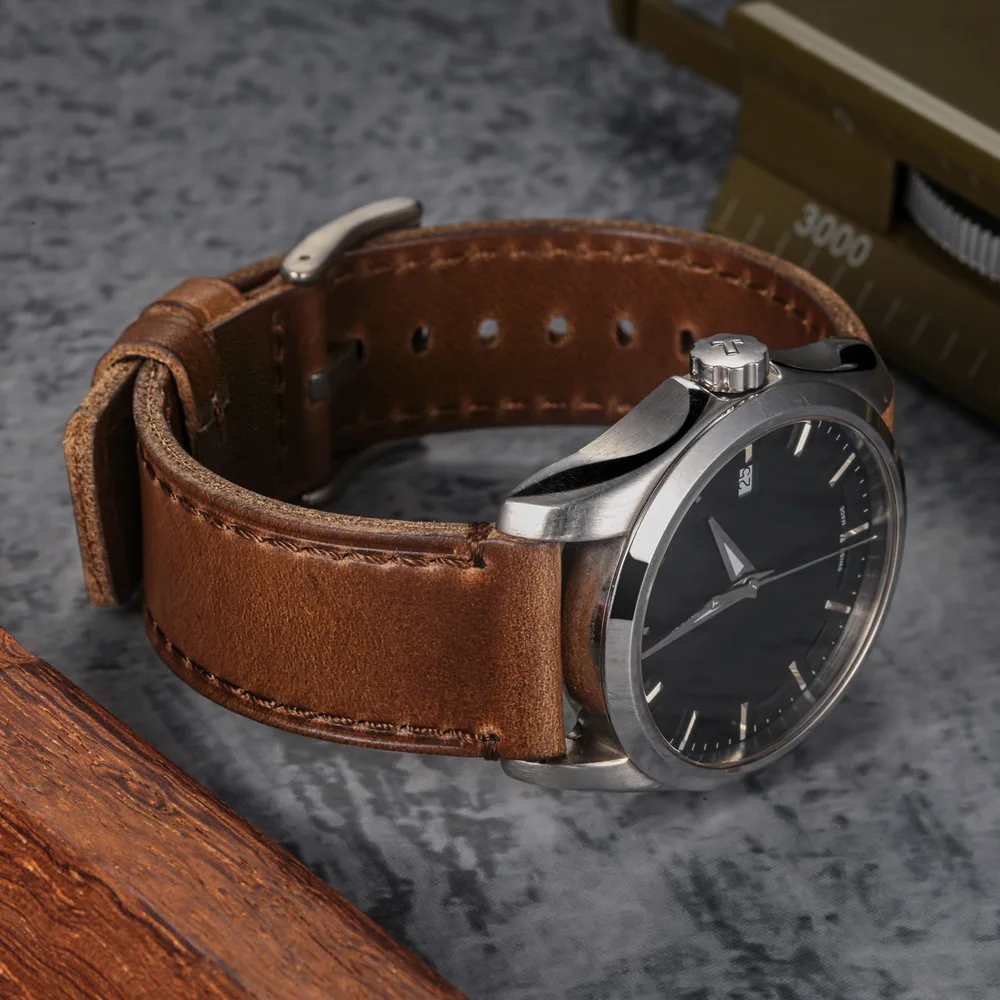 HEMSUT Genuine Leather Watch Bands Quick Release Vintage Horween Cowhide Wrist Strap For Men 18 20 22 24mm