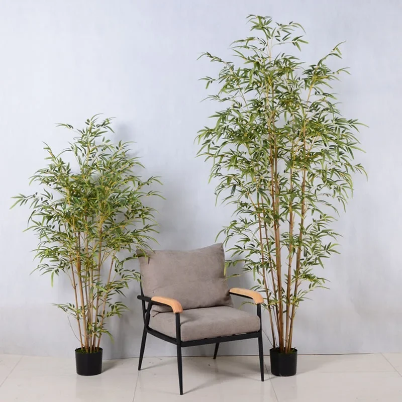 

120-180CM Artificial Bamboo Pot Plastic Pole Can be Disassembled Artificial Bamboo Decorative Green Plants Leaves Indoor Outdoor