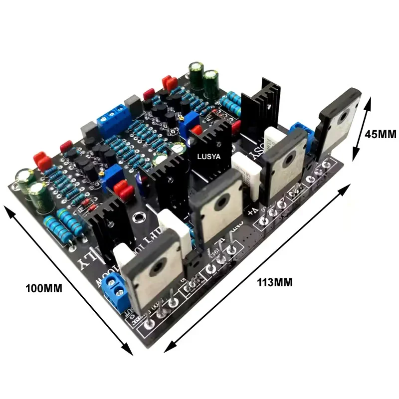 DLHiFi 2SC5200 + 2SA1943 200W 100W + 100W DC 20-90V Dual Channel Stereo Tube Power HiFi Audio Amplifier Board