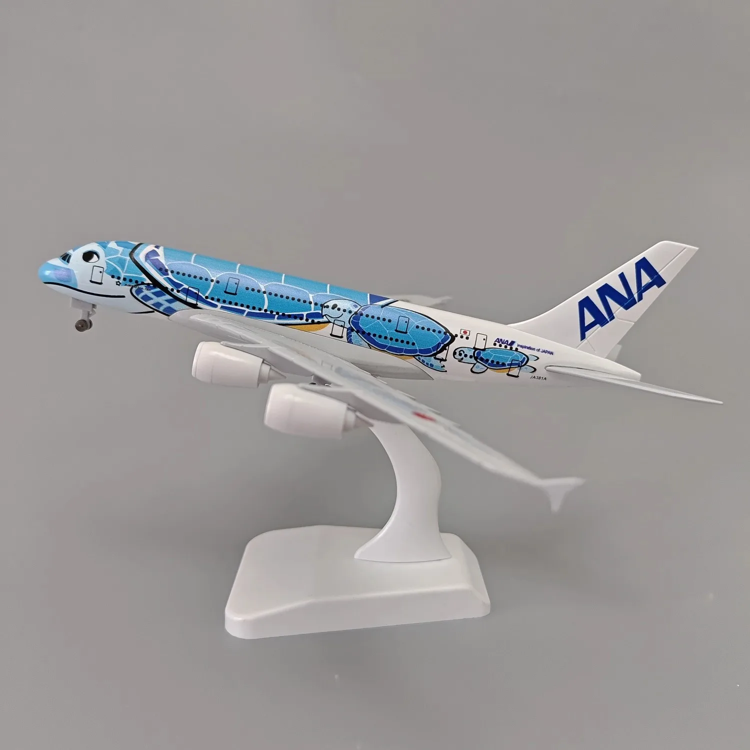 الهواء اليابان ANA 20 سنتيمتر A380 الأزرق البحر السلاحف الخطوط الجوية طائرة طائرة 1/400 نموذج مقياس مع الهبوط مصغرة طائرة العرض