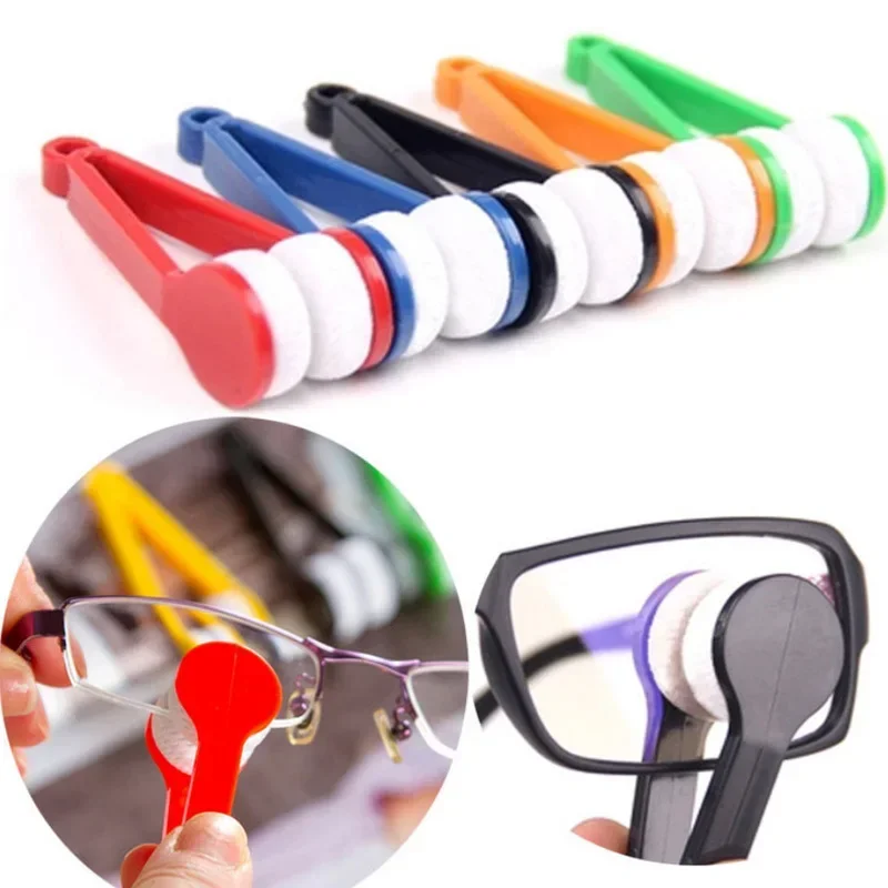 1/5Pcs Portable Glasses Brush Two-side Microfiber Spectacles Cleaner Glasses Cleaning Rub Cleaner Eyeglass Cleaner Brush Tools