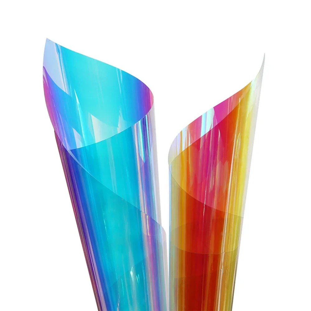 

Holographic Clear Window Film Iridescent Dichroic Vinyl Decorative Glass Sticker Self-Adhesive Rainbow Cellophane DIY Home Decor