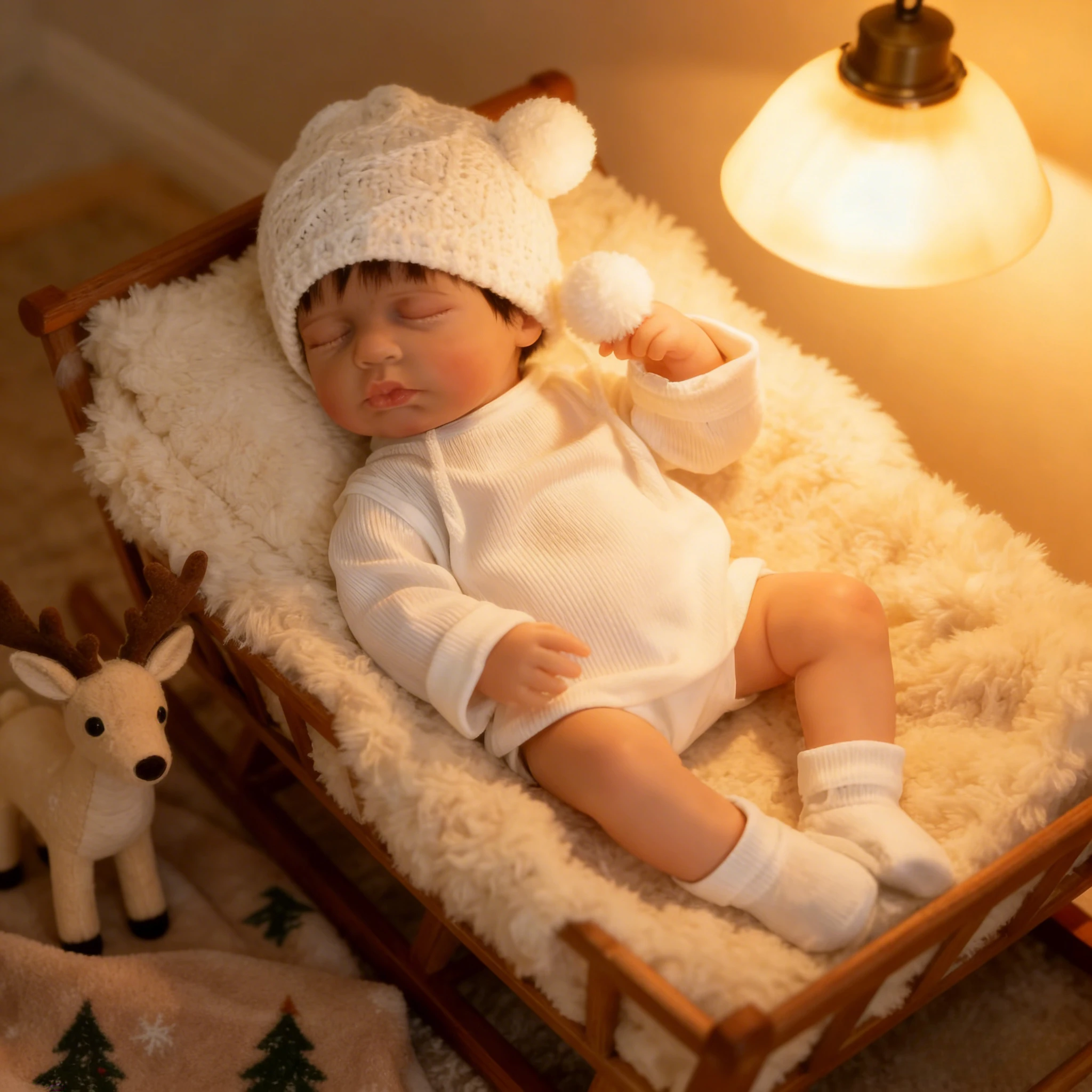 48cm 실물 같은 신생아 리본 인형 루루, 부드러운 촉감, 3D 피부 페인팅, 눈에 띄는 정맥, 다층 구조의 포근한 아기 인형