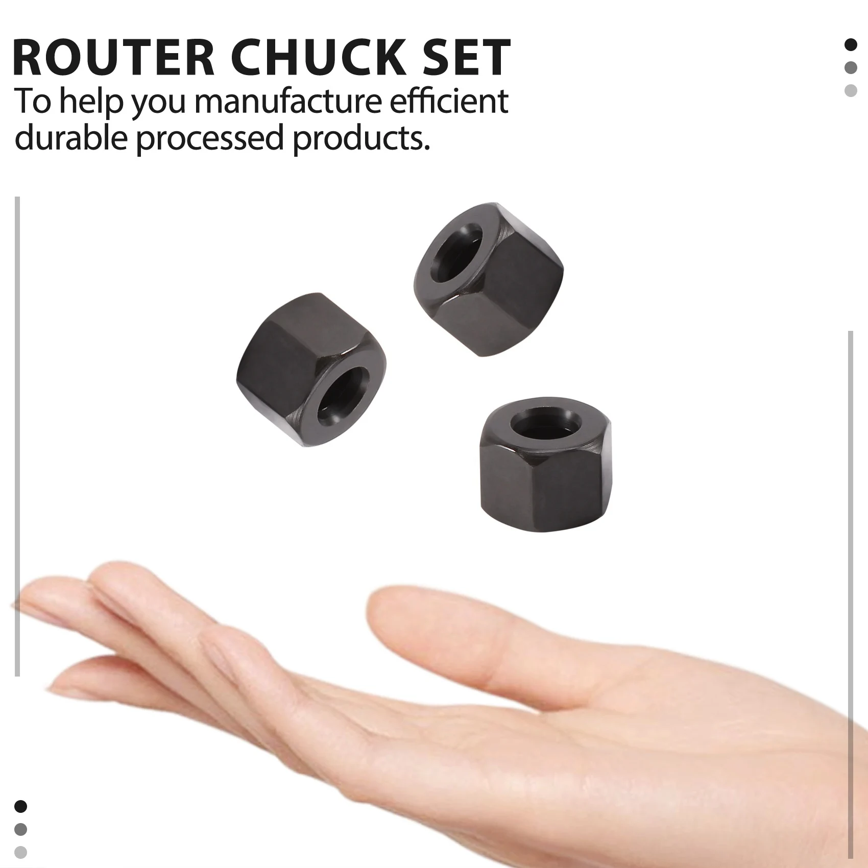 AT14 3 قطعة مجموعة كوليت التوجيه تشاك رؤساء محول للتدريبات النقش التشذيب آلة نحت جهاز التوجيه الكهربائي قاطعة المطحنة